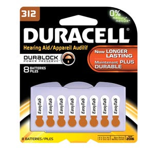 Duracell® Hearing Aid Battery, Zinc Air, Size 312