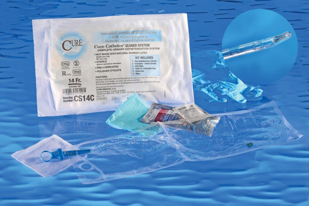 Cure Catheter® Closed System Kit with Coude Tip, 14Fr     A4353