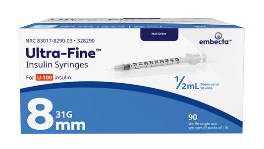 embecta™ Ultra-Fine™ Short Needle Insulin Syringe, 1/2 cc, 31 G x 8 mm