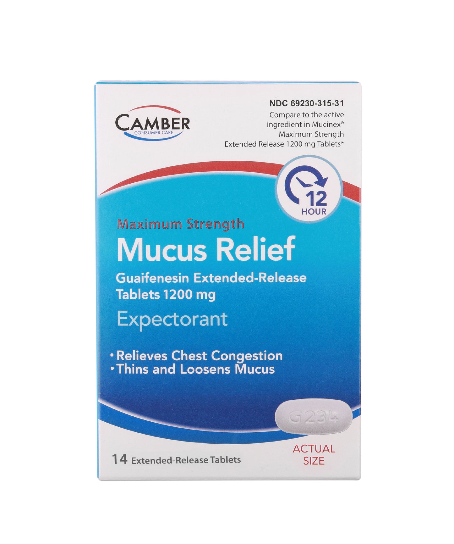 Maximum Strength Mucus Relief Guaifenesin Extended-Release Tablets, 1200mg   14/Box