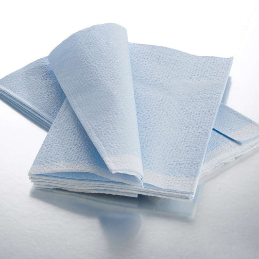 Tissue/Poly/Tissue Fanfold Drape, Blue, 40" x 48"