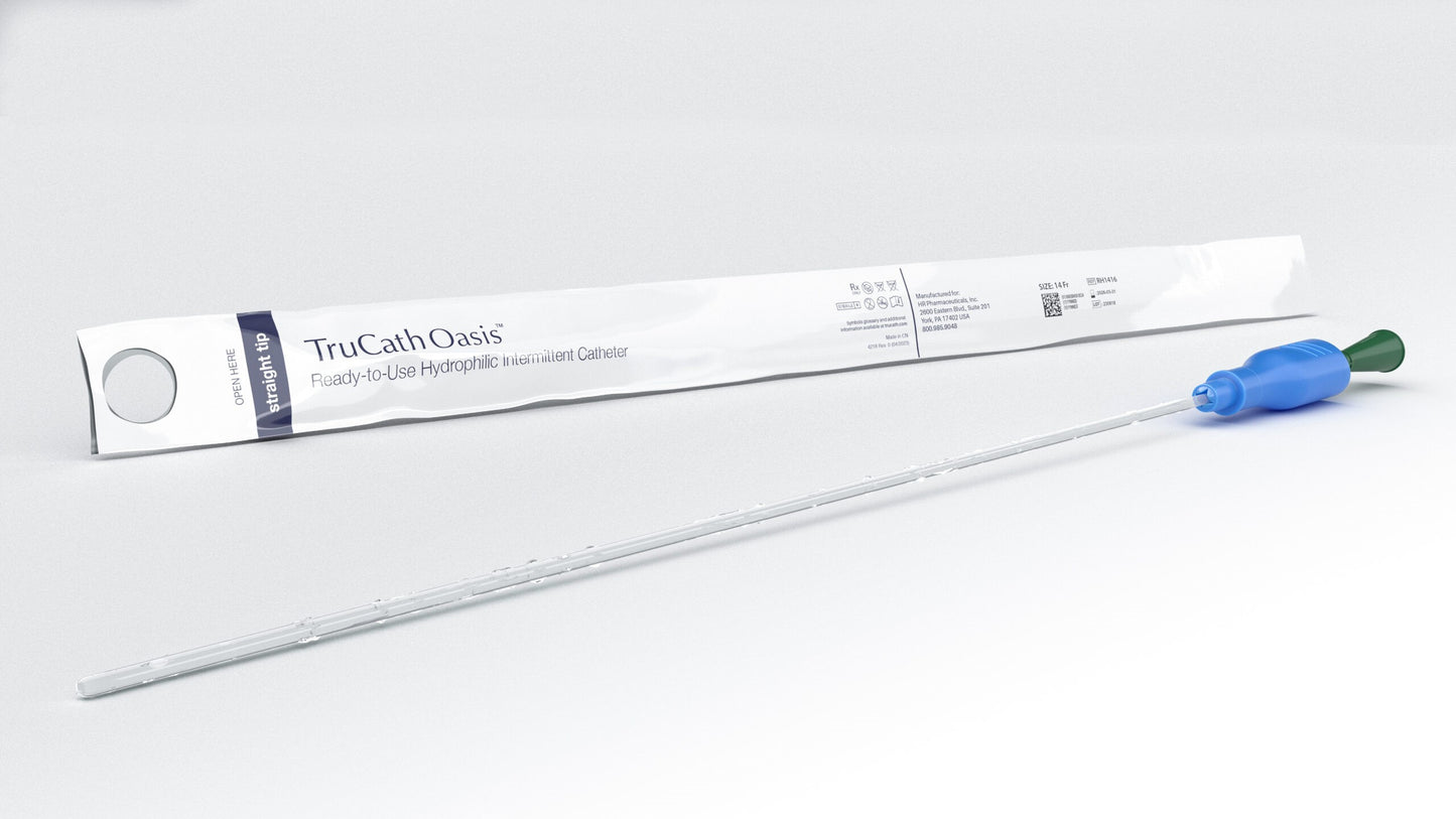 TruCath Oasis™ Ready-to-Use Hydrophilic Intermittent  Cath, 16Fr, 16", TruProtect® Grip